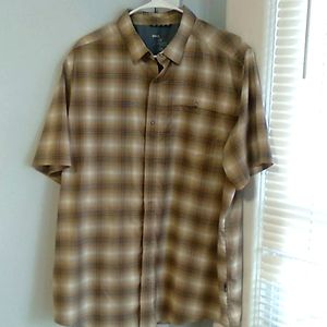 Swiss Tech light brown and white button down